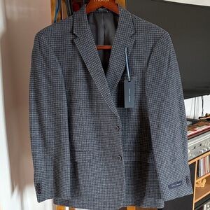 Tommy Hilfiger Men's Blue and Gray Checkered Blazer